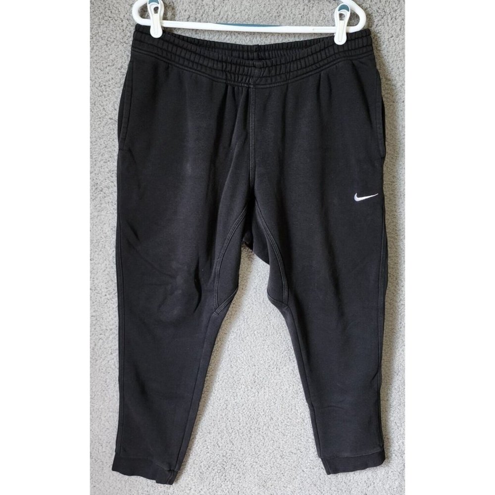 Nike Sportswear Black Swoosh Logo Fleece Joggers Active Gym Sweatpants Size XL